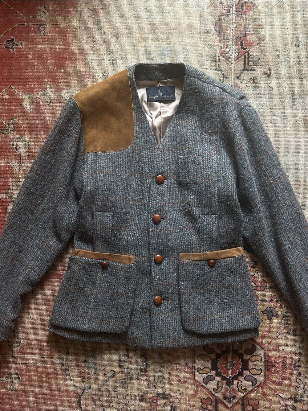 Vintage 1970’s Ralph Lauren Wool Hunt Jacket with Suede Patch - Picture 1 of 6